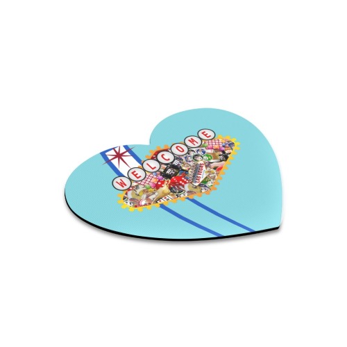 Las Vegas Icons Sign Gamblers Delight - Blue Heart-shaped Mousepad