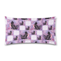 Purple Cosmic Cats Patchwork Pattern Rectangle Pillow Case 20"x36"(Twin Sides)