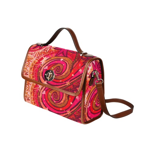 pink and purple spirals Waterproof Canvas Bag-Brown (All Over Print) (Model 1641)