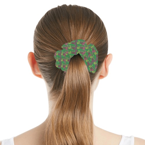 Green&Fruity Pattern All Over Print Hair Scrunchie