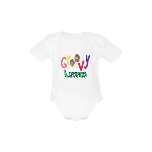 transparent (2) Groovy Lennon in green Baby Powder Organic Short Sleeve One Piece (Model T28)