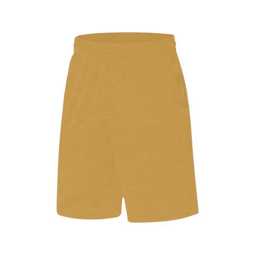 ocre All Over Print Basketball Shorts with Pocket