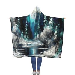 Painted City Winter Scene 1006 Flannel Hooded Blanket 56''x80''