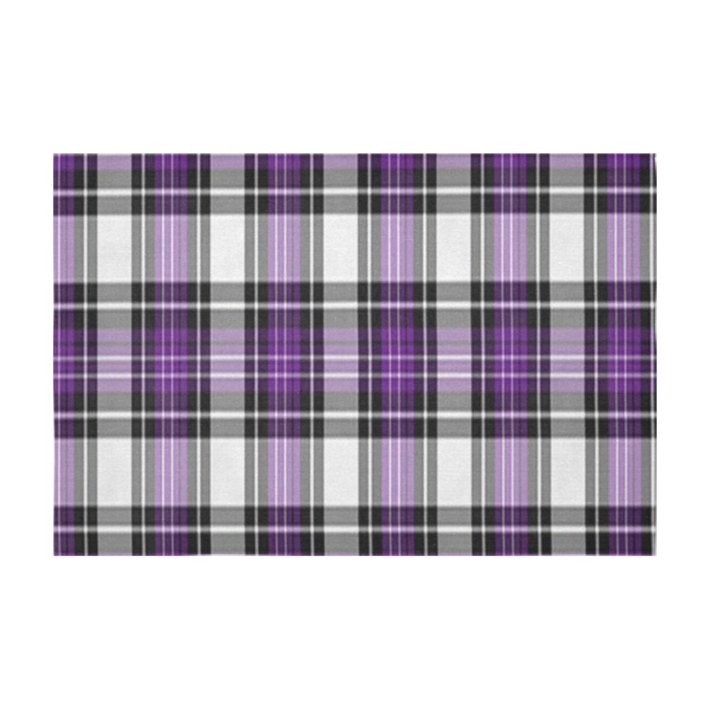 Purple Black Plaid Cotton Linen Tablecloth 60" x 90"