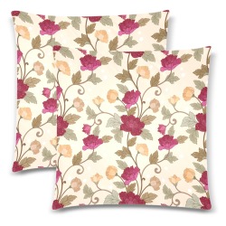 Little Vintage Flowers Custom Zippered Pillow Cases 18"x 18" (Twin Sides) (Set of 2)