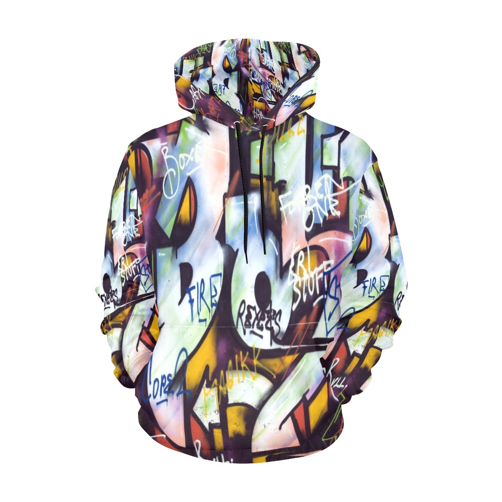 Graffiti Graphic All Over Print Hoodie for Men (USA Size) (Model H13)