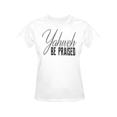 1 - Yahweh Be Praised White T-Shirt Women Women's All Over Print Crew Neck T-Shirt (Model T40-2)