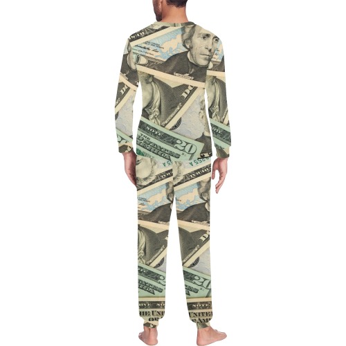 US PAPER CURRENCY Men's All Over Print Pajama Set with Custom Cuff