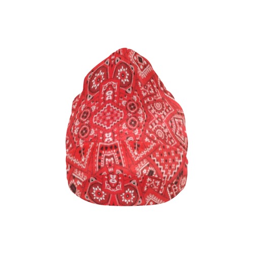 Red Bandanna Pattern All Over Print Beanie for Kids