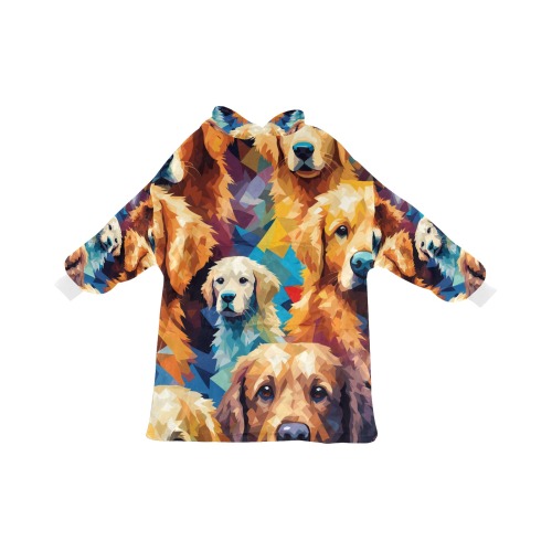 Texture of golden retriever dogs, digital art. Blanket Hoodie for Kids