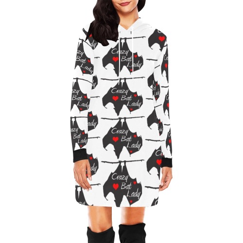 Crazy Bat Lady Hoodie - Mini All Over Print Hoodie Mini Dress (Model H27)