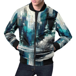 Painted City Winter Scene 1006 All Over Print Bomber Jacket for Men (Model H19)