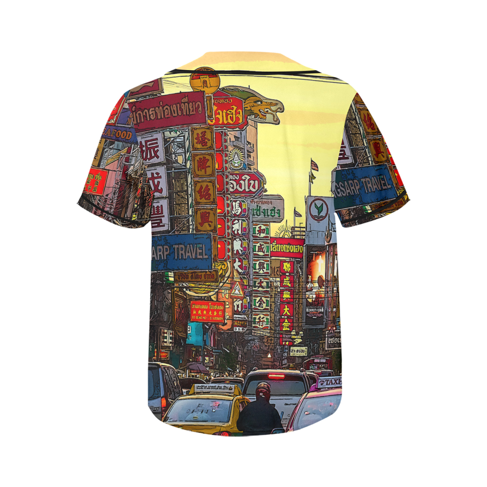 Chinatown in Bangkok Thailand - Altered Photo All Over Print Baseball Jersey for Women (Model T50)