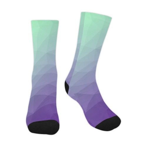 Purple green ombre gradient geometric mesh pattern Trouser Socks