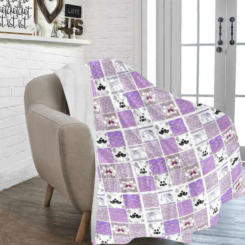 Purple Paisley Birds and Animals Patchwork Design Ultra-Soft Micro Fleece Blanket 70''x80''