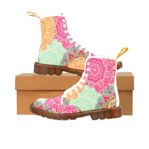 Colorful Tribal Boho Mandala Boots Martin Boots For Women Model 1203H