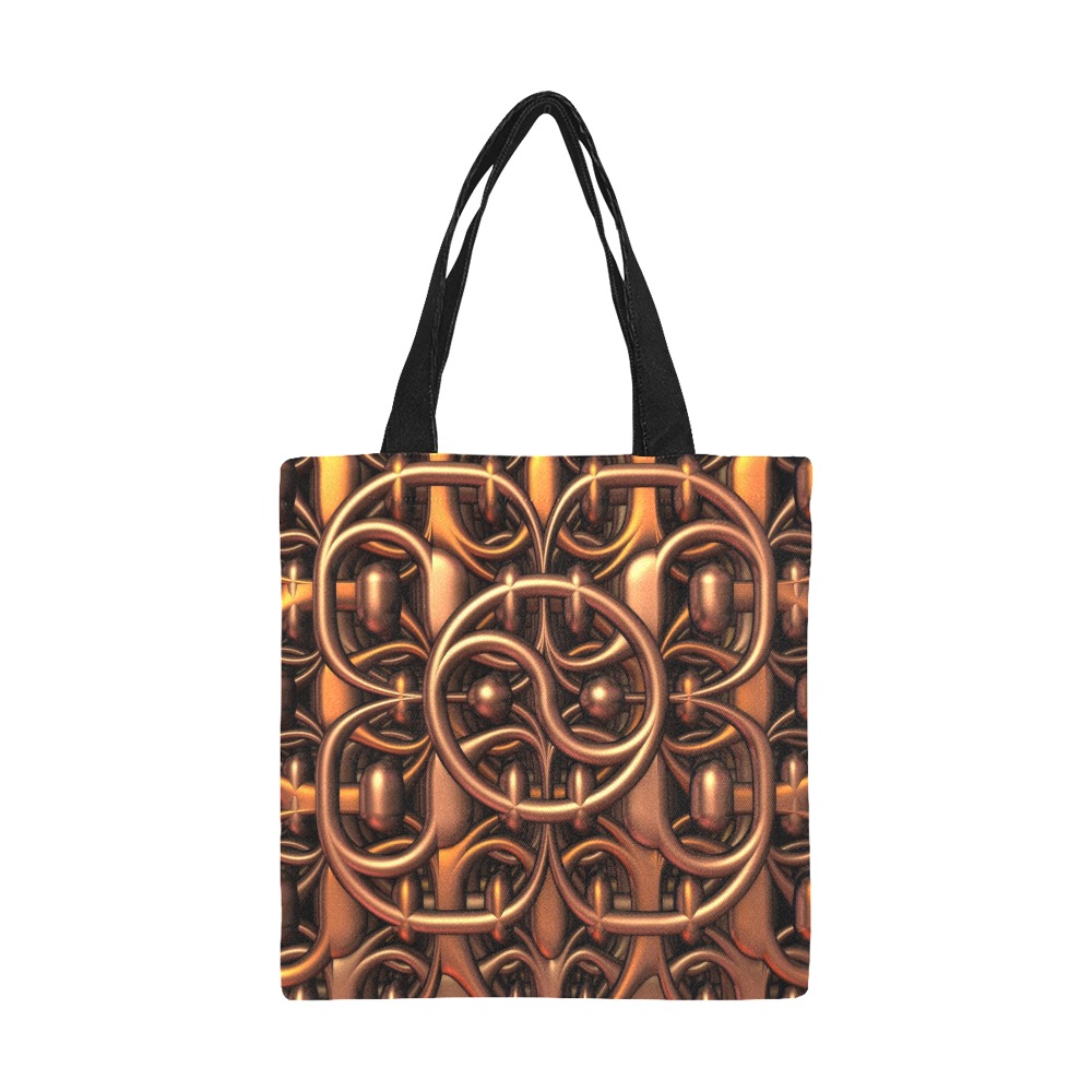 Metallic Yin-Yang 3-D Fractal Rendered Pattern All Over Print Canvas Tote Bag/Small (Model 1697)
