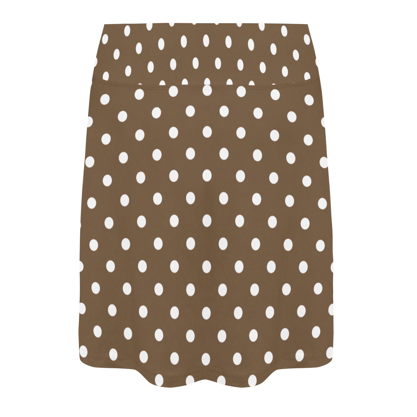 Polka Dots White - Brown Women's Athletic Skirt (Model D64)