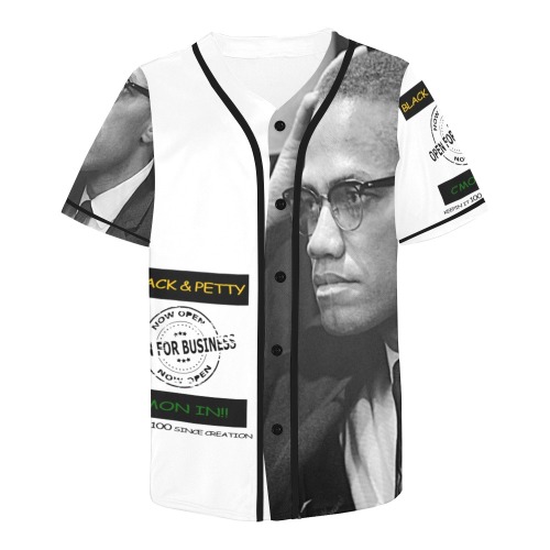 Black&Petty - Malcolm X All Over Print Baseball Jersey for Men (Model T50)