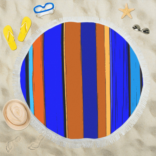 Abstract Blue And Orange 930 Circular Beach Shawl 59"x 59"