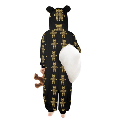 nounours 1h One-Piece Zip up Hooded Pajamas for Little Kids