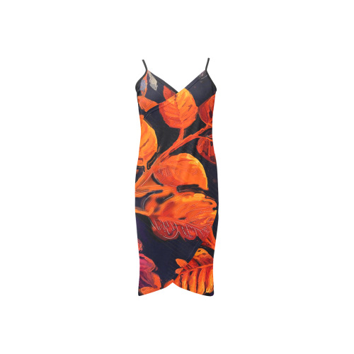 flowers botanic art (10) dress fashion Spaghetti Strap Backless Beach Cover Up Dress (Model D65)