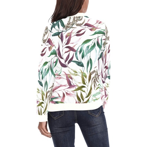 Dramatic leaves watercolor GR All Over Print Bomber Jacket for Women (Model H36)