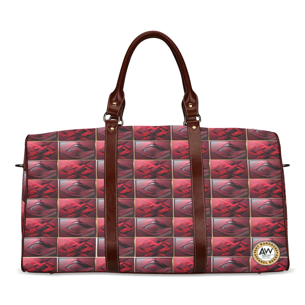 alternating pattern red diamond Waterproof Travel Bag/Large (Model 1639)