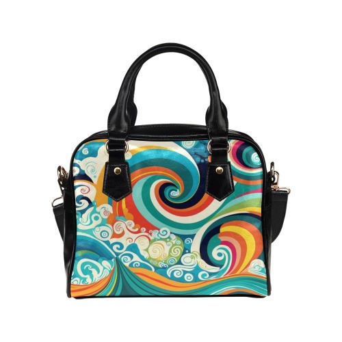 Colorful Ocean Waves Shoulder Handbag (Model 1634)
