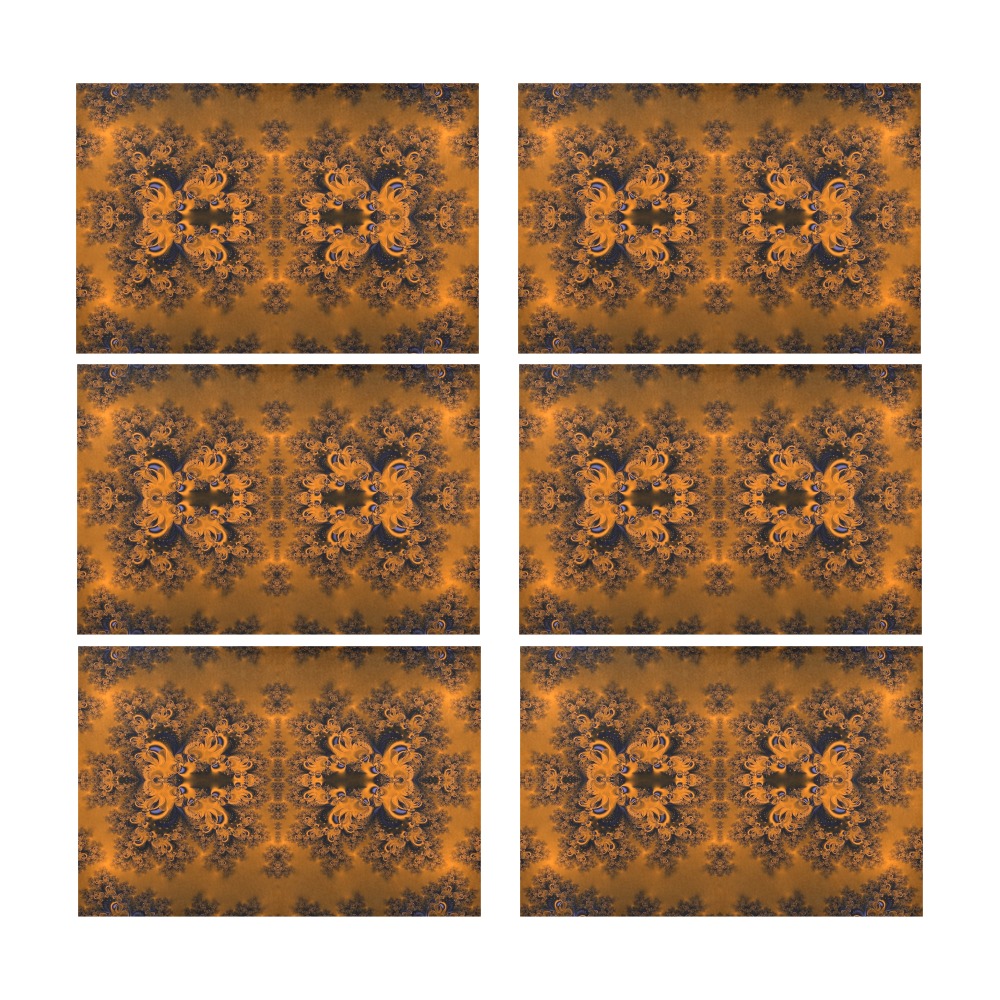 Orange Groves at Dusk Frost Fractal Placemat 12’’ x 18’’ (Set of 6)
