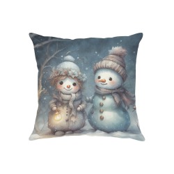 Snowman Couple Linen Zippered Pillowcase 18"x18"(Two Sides)