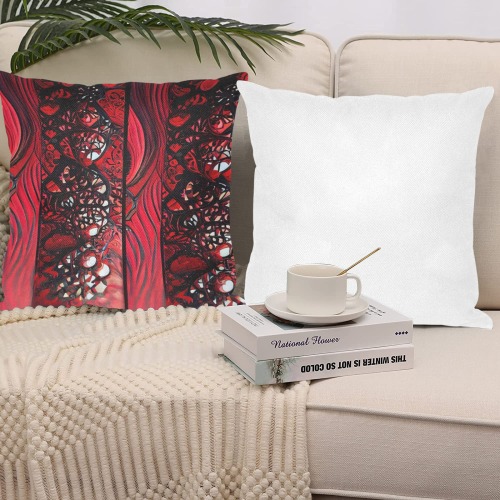 red and black intricate pattern 1 Linen Zippered Pillowcase 18"x18"(One Side&Pack of 2)