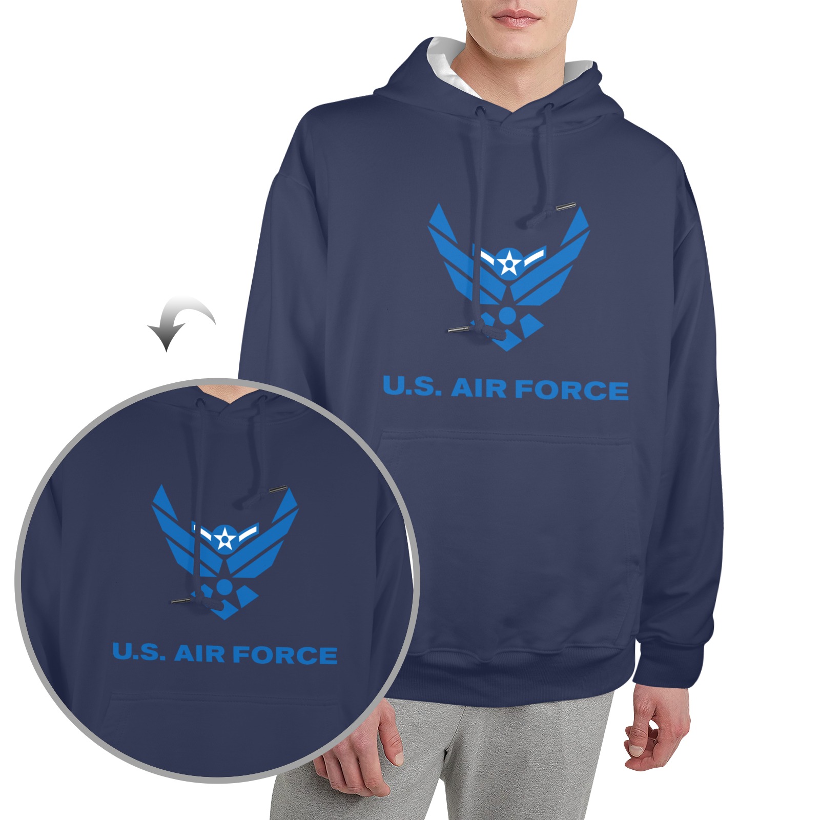 Airman Offutt Air Force Base Men's Glow in the Dark Hoodie (Two Sides Printing)