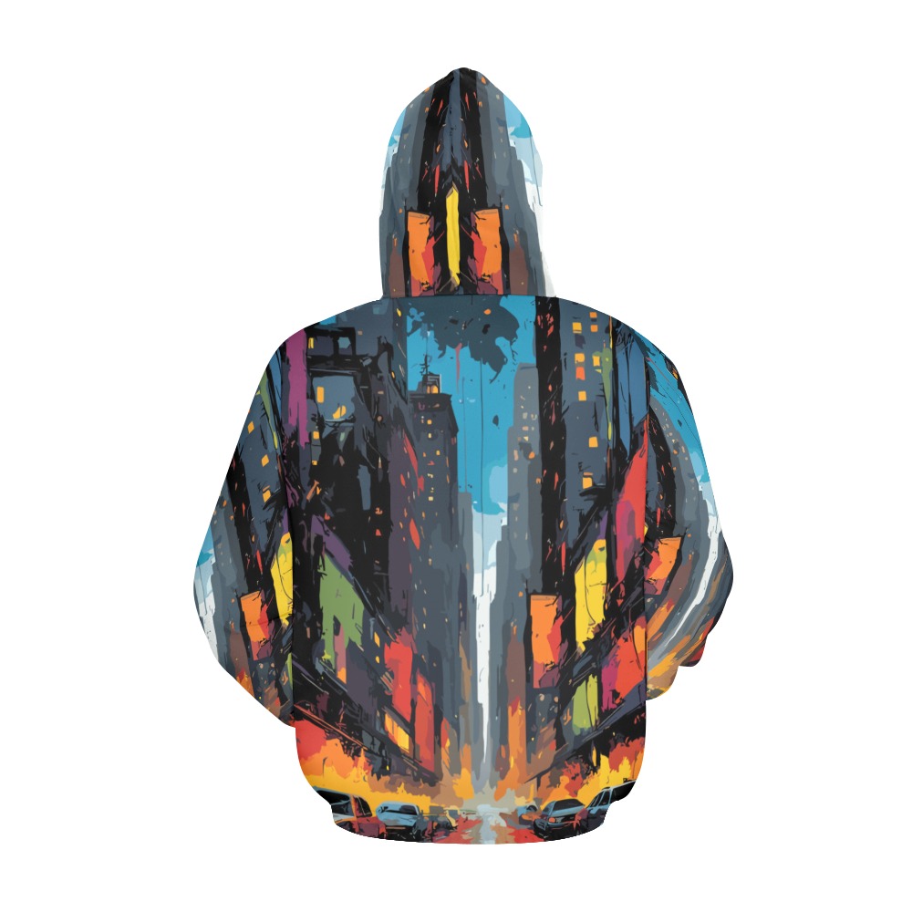 New York City evening lights colorful abstract art All Over Print Hoodie for Men (USA Size) (Model H13)