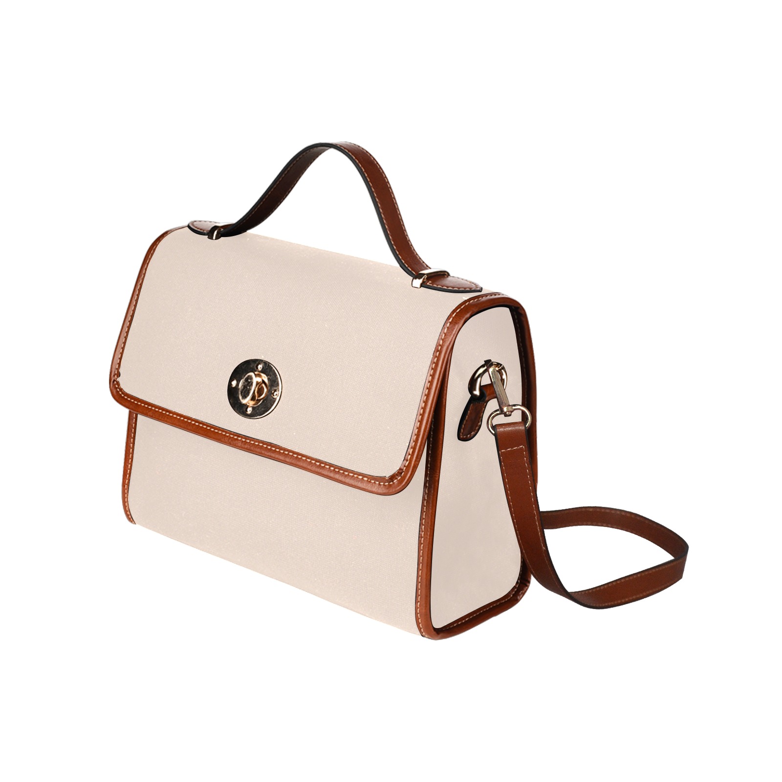 color champagne pink Waterproof Canvas Bag-Brown (All Over Print) (Model 1641)