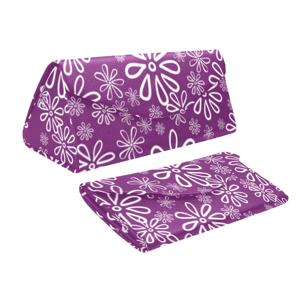 Fields of White Flowers on Purple Custom Foldable Glasses Case
