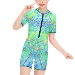 tree of life 10 Girls' Short-Sleeve One-Piece Swimsuit (Model S19)