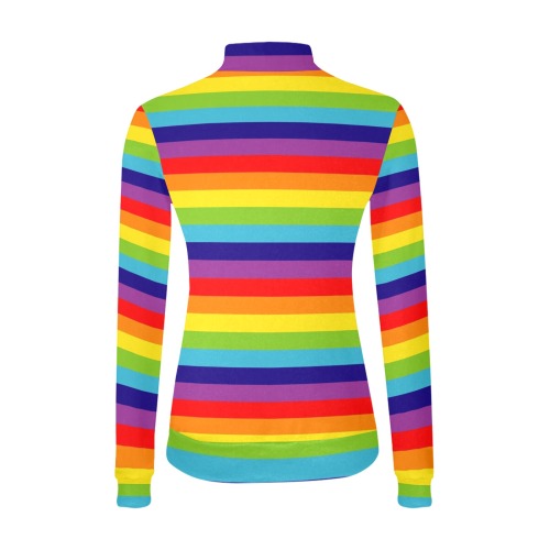 Rainbow Stripes 2 Women's All Over Print Mock Neck Sweatshirt (Model H43)