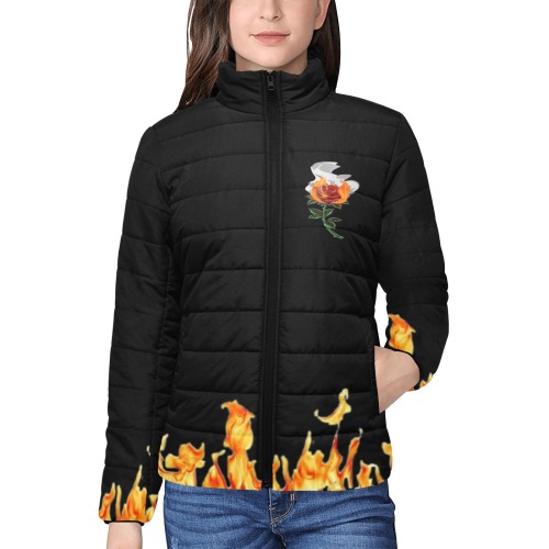 Aromatherapy Apparel Collar Padded Jacket Women's Stand Collar Padded Jacket (Model H41)