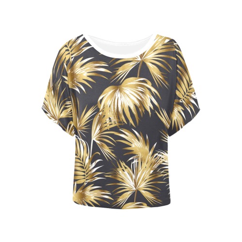 Golden palms III Women's Batwing-Sleeved Blouse T shirt (Model T44)