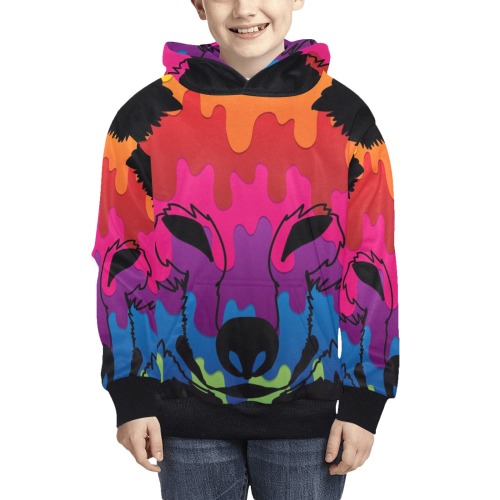Colorful Wolf kids hoodie Kids' All Over Print Hoodie (Model H38)