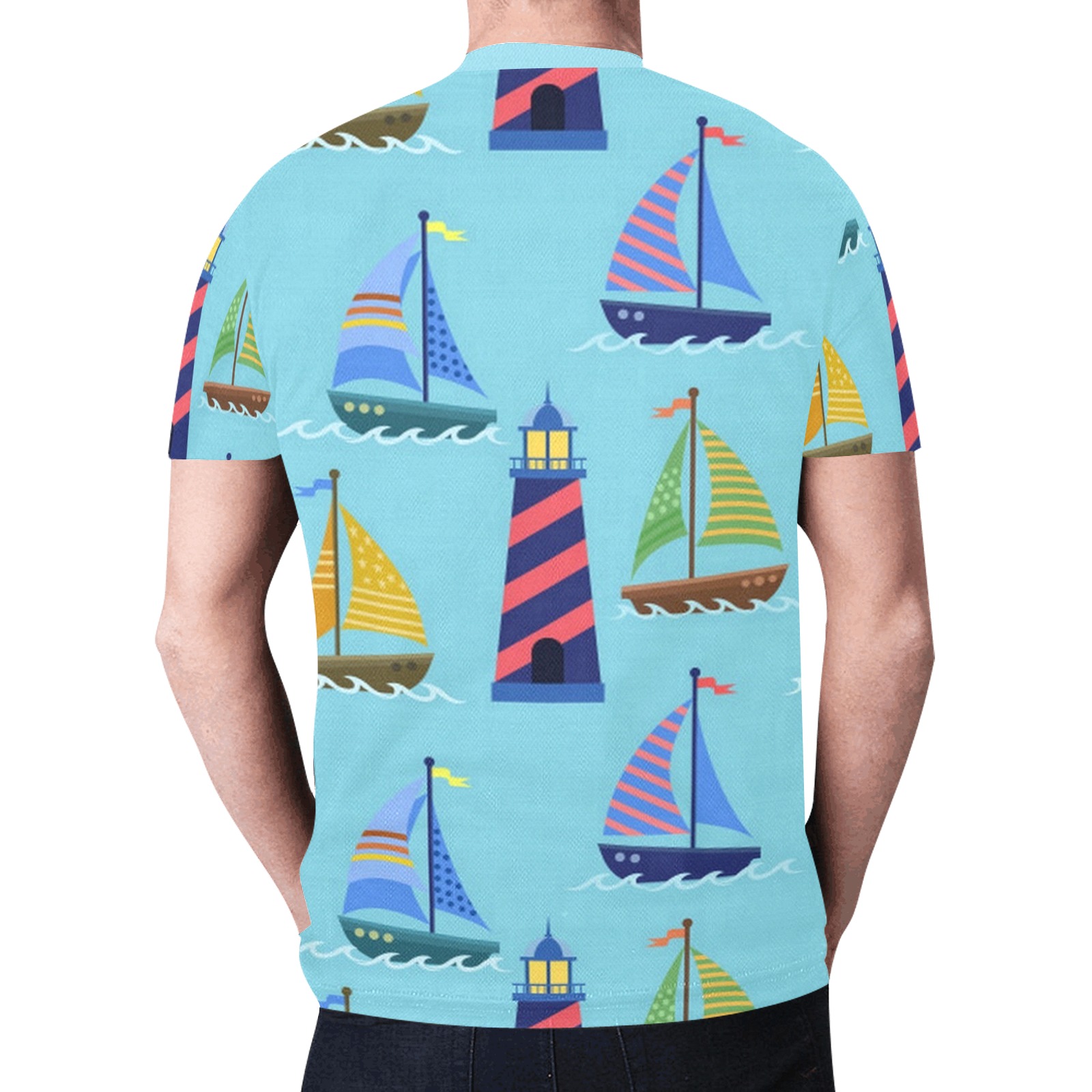 Lighthouses and Sailboats New All Over Print T-shirt for Men (Model T45)