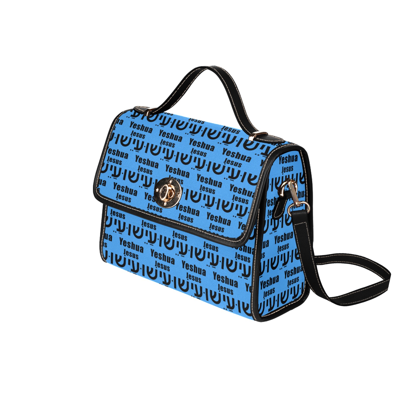 Yeshua Purse Bright Blue Waterproof Canvas Bag-Black (All Over Print) (Model 1641)