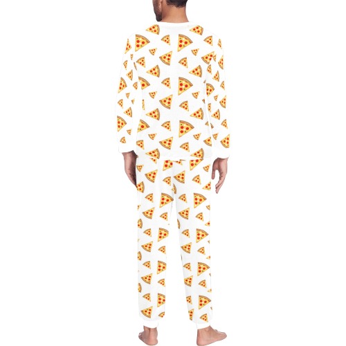 Cool and fun pizza slices pattern on white Men's All Over Print Pajama Set