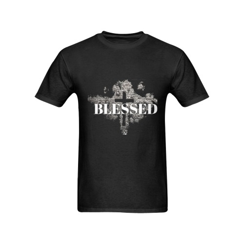 BLESSED Black T-Shirt Men's T-Shirt in USA Size (Two Sides Printing)