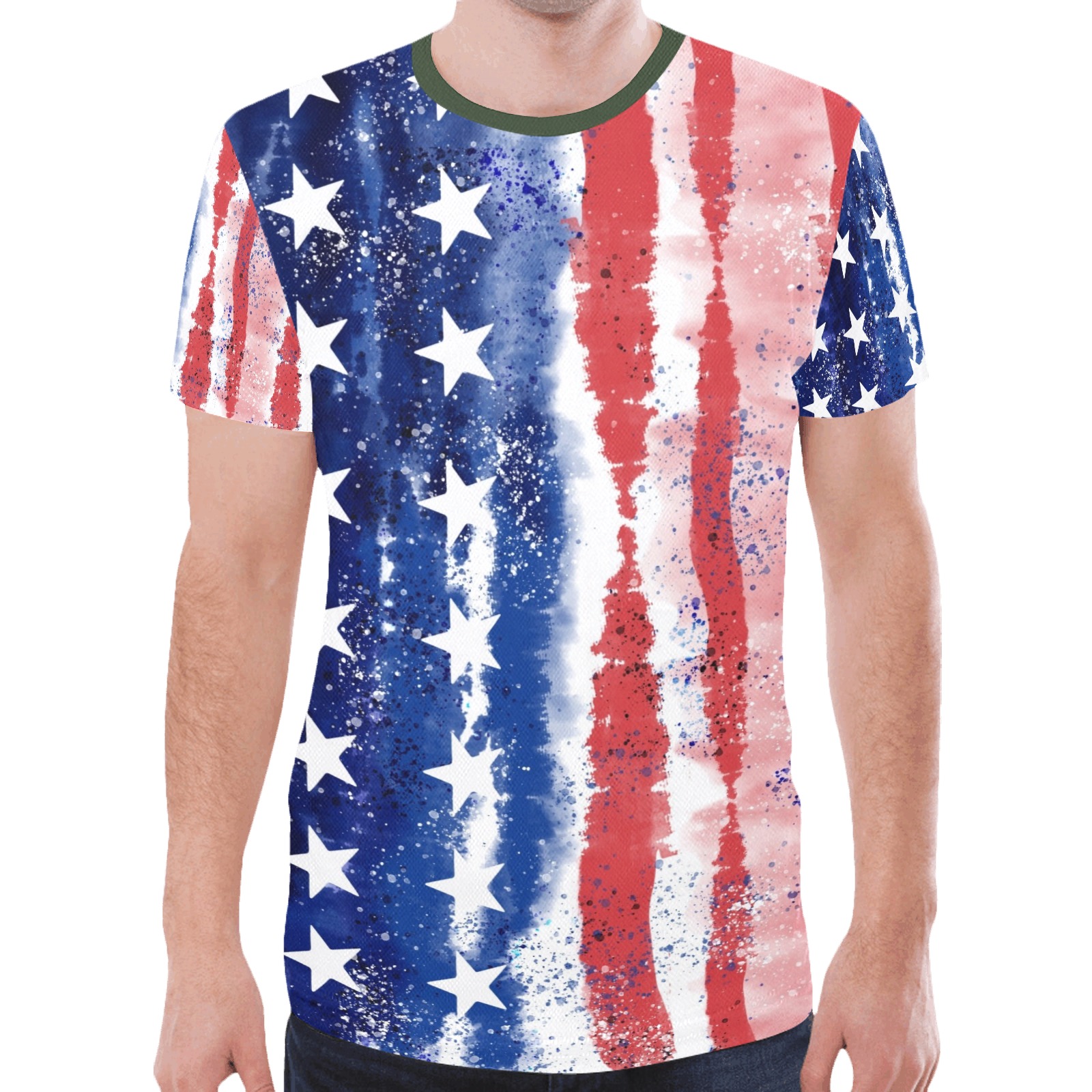 Red White and Blue Flag New All Over Print T-shirt for Men (Model T45)