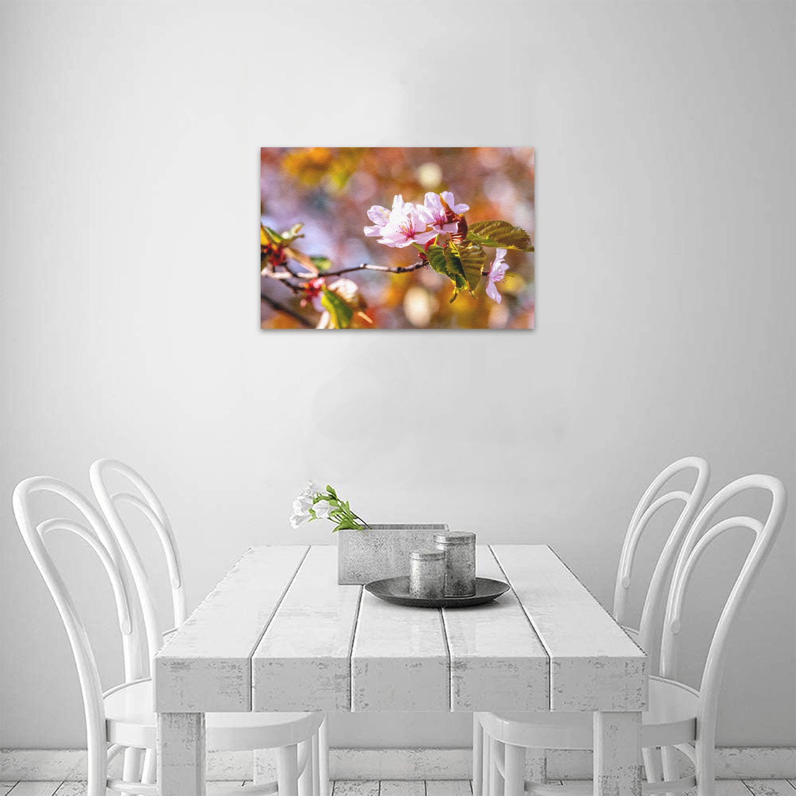 sakura cherry blossom flower spring flora pink Upgraded Canvas Print 18"x12"