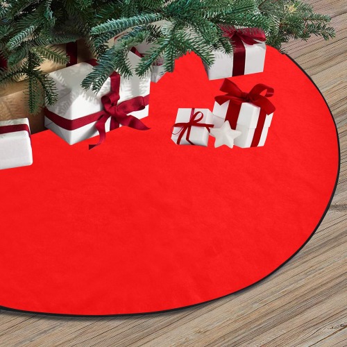 Merry Christmas Red Solid Color Thick Christmas Tree Skirt 47" x 47"