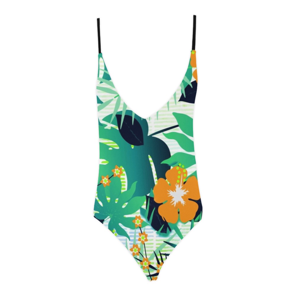 GROOVY FUNK THING FLORAL Sexy Lacing Backless One-Piece Swimsuit (Model S10)