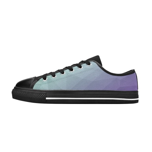 Purple green ombre gradient geometric mesh pattern Men's Classic Canvas Shoes (Model 018)